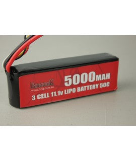 REDBACK RACING BATTERY, 11.1V LIPO, 5000MAH 50C,SOFT