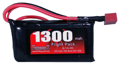 REDBACK RACING BATTERY,7.4V LIPO, 1300MAH 30C, FLIGHT RBLP2C13