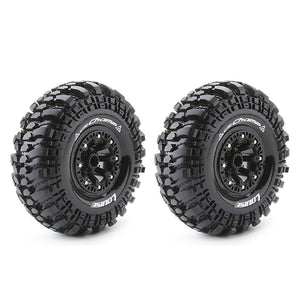 Louise 2.2" CR Champ Tyres on Black 8 Spoke Rims - Glued Wheels 2Pcs