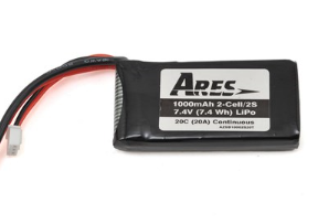 ARES AZSB10002S20TC 1000MAH 2-CELL/2S 7.4V 20C LIPO BATTERY. T-CONNECTOR: