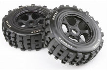 Rovan 4.7/5.5" Baja 5T/5SC Front MX Tyres on Black Rims - Beadlocked Wheels 2Pcs #Rovan 4mm E-Clips 15Pcs #68032
