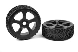 Team Corally - Off-Road 1/8 Buggy Tires - Ninja - Low Profile - Glued on Black Rims - 1 pair #C-00180-376