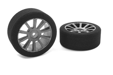 Team Corally - Attack foam tires - 1/10 GP touring - 37 shore - 26mm Front - Carbon rims - 2 pcs  #C-14700-37