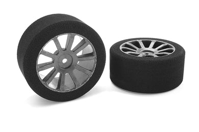 Team Corally - Attack foam tires - 1/10 GP touring - 35 shore - 30mm Rear - Carbon rims - 2 pc