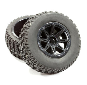All Terrain HX Tires+D8 Spoke Wheels(2)12mm Hex for 1/10 Short Course (OD=105mm) C25264BLACK