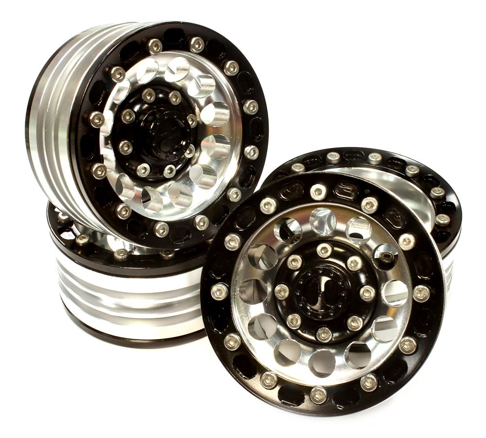 1.9 Size Billet Machined Alloy 12H Wheel (4) High Mass Type for Scale Crawler C25619BLACK