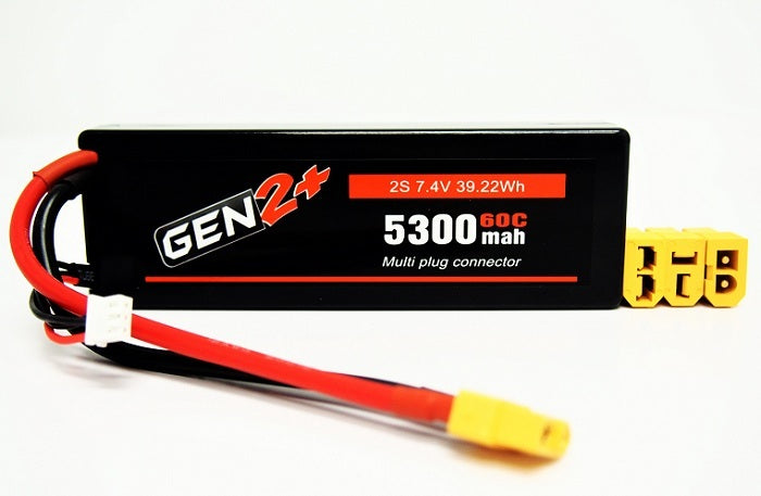 Gen2 5300mah 60c 2s HC Lipo w/multi plug