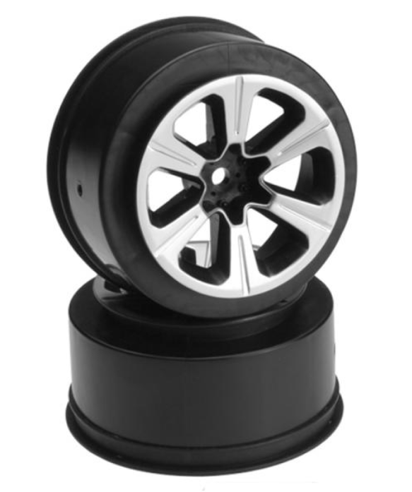 Hustle - Slash rear, Slash 4x4 F&R wheel - (black w/ silver face plating) - 2pc. #JC3372B