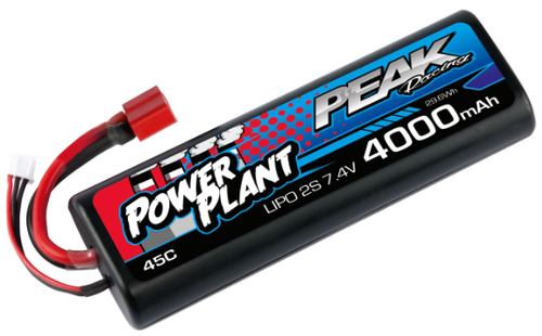 Peak Racing Power Plant Lipo 4000 7.4 V 45C (Black case, Deans Plug) 2S/2CELL