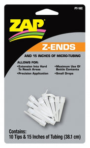 ZAP PT-18 Z-ENDS (10 EXTENDED TIPS/15 INCHES OF MICRO TUBING) 1 X CARD