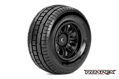 ROAPEX TRIGGER 1/10 SC TIRE BLACK WHEEL WITH 12MM HEX MOUNTED