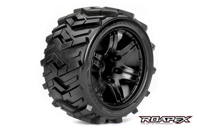 ROAPEX MORPH 1/10 STADIUM TRUCK TIRE BLACK WHEEL WITH 1/2 OFFSET 12MM HEX MOUNTED