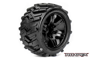 ROAPEX MORPH 1/10 STADIUM TRUCK TIRE BLACK WHEEL WITH 1/2 OFFSET 12MM HEX MOUNTED