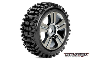 ROAPEX RHYTHM 1/8 BUGGY TIRE CHROME BLACK WHEEL WITH 17MM HEX MOUNTED