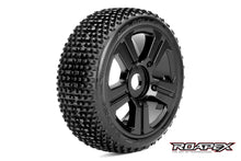 ROAPEX ROLLER 1/8 BUGGY TIRE BLACK WHEEL WITH 17MM HEX MOUNTED (2pc)