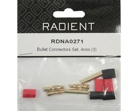 RADIENT GOLD PLATED 4mm BULLET CONNECTOR SET (MALE & FEMALE) X 3PCS