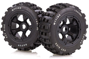 Rovan 4.7/5.5" Baja 5T/5SC Rear MX Tyres on Black Rims - Beadlocked Wheels 2Pcs #95159A