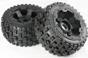 Rovan 4.7/5.5" Baja 5B Rear Bow Tie Tyres on Black Rims - Beadlocked Wheels 2Pcs #85079