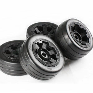 Rovan 4.7/5.5" Baja 5B Slick Tyres on Black Rims - Beadlocked Wheel Set # 85117