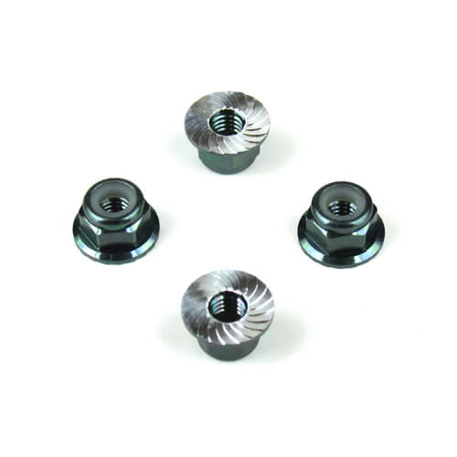 TEKNO TKR1213 – M4 Locknuts (aluminum, flanged, GM ano, serrated,4pcs)