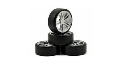 TEAM MAGIC E4D mounted drift tyre & rim F/Silver #TM503302FS