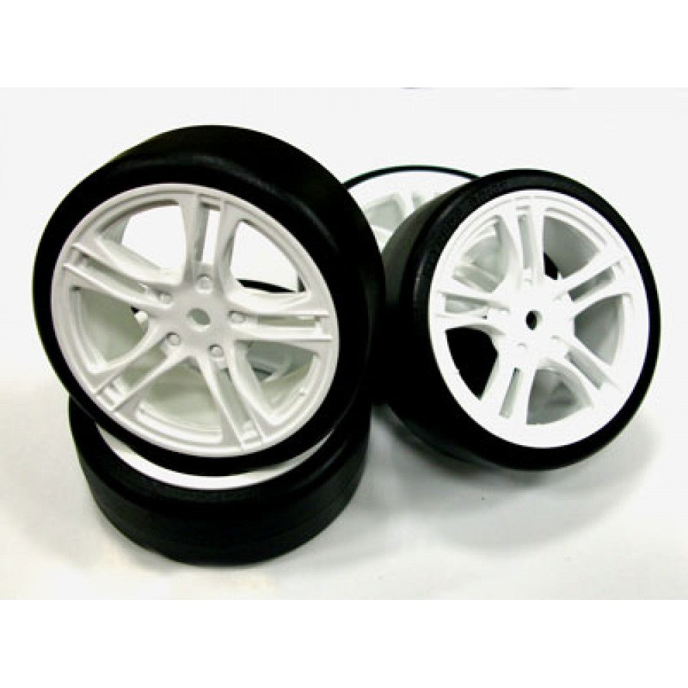 TEAM MAGIC E4D mounted drift tyre & rim white rim #TM503302W