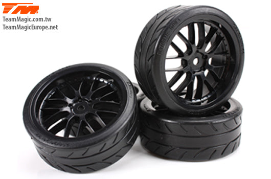 TEAM MAGIC 8-Spoke Mounted Radial Tyre black E4D #TM503330BK