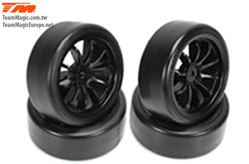 TEAM MAGIC 10-Spoke Mounted DRIFT Tyre black E4D #TM503333BK