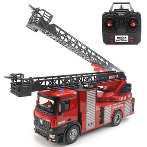HUINA 1561 1:14 RC Fire Truck 22 Channels Tractor Engineering Car with Working Water Pump Shoots Squirts Water Ladder Truck