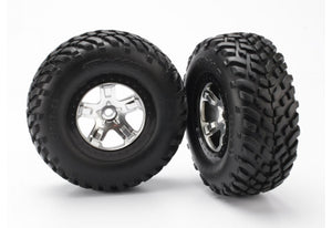 Traxxas 2.2/3.0" Off-Road Tyres on Satin Chrome/Black Rims - Glued Wheels 2Pcs