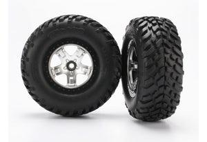 Traxxas 2.2/3.0" Off-Road Tyres on Satin Chrome/Black Rims - Glued Wheels 2Pcs