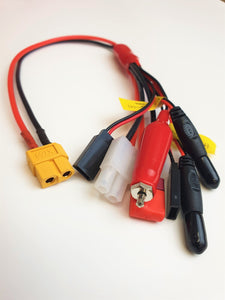 TORNADO RC XT60 plug to Glow/Tamiya/Deans/JR TX+RX and Futaba TX+RX 0.08 16AWG 30cm silicone wire