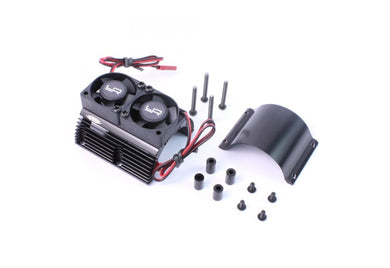 Yeah Racing Black Aluminium 40.8mm Heat Sink w/ Twin Tornado High Speed Cooling Fans