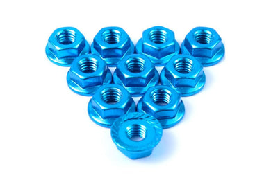 4MM ALUMINIUM SERRATED LOCK NUT 10PCS (LB) #LN-M4S-LB