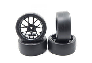 Yeah Racing 1.9" (+3mm Off-Set) Spec D Drift Tyres on Black Mesh Rims - Wheels 4Pcs