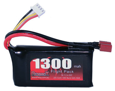 REDBACK RACING BATTERY,11.1V LIPO, 1300MAH 25C, FLIGHT RBLP3C13