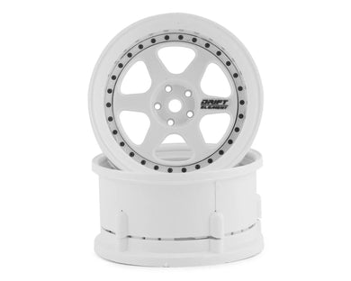 DS Racing Drift Element 6 Spoke Drift Wheels (Triple White w/Black Rivets) (2) (Adjustable Offset) w/12mm Hex #DSC-DE-202