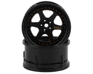 DS Racing Drift Element 6 Spoke Drift Wheels (Triple Black w/Gold Rivets) (2) (Adjustable Offset) w/12mm Hex #DSC-DE-207