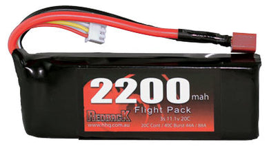 REDBACK RACING BATT, 11.1V LIPO, 2200MAH, 20C, FLIGHT RBLP3C22