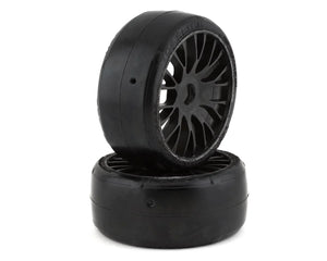 GRP Tires GT - TO4 Slick Belted Pre-Mounted 1/8 Buggy Tires (Black) (2) (XM3) w/FLEX Wheel #GRPGTX04-XM3