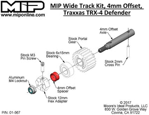 MIP Wide Track Kit, 4mm Offset, Traxxas TRX-4 Defender , #17120