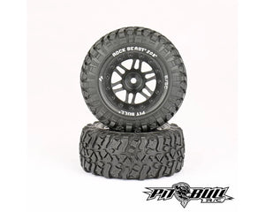 Pit Bull Tires Rock Beast XOR 2.2/3.0 Premounted Short Course Tires (2) (Basher) w/12mm Hex #PBTPB9004BKW