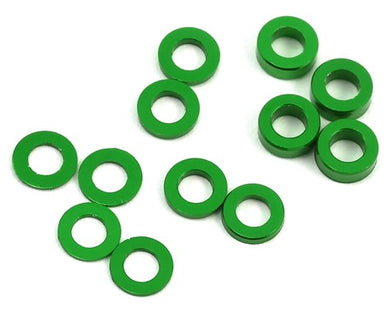 ProTek RC Aluminum Ball Stud Washer Set (Green) (12) (0.5mm, 1.0mm & 2.0mm)