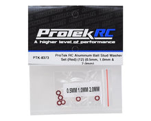 ProTek RC Aluminum Ball Stud Washer Set (Red) (12) (0.5mm, 1.0mm & 2.0mm) #PTK-8373