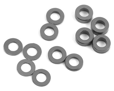 ProTek RC Aluminum Ball Stud Washer Set (Grey) (12) (0.5mm, 1.0mm & 2.0mm) #PTK-8376