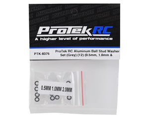 ProTek RC Aluminum Ball Stud Washer Set (Grey) (12) (0.5mm, 1.0mm & 2.0mm) #PTK-8376