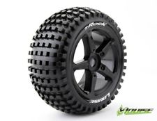 Louise 3.8" T-Rock Tyres on Black Spoke Rims - Glued Truggy Wheels w/ Foam 2Pcs