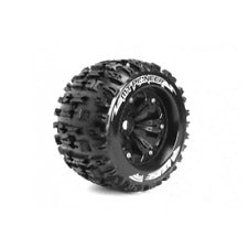 Louise LT3218BH MT-Pioneer 1/8 Monster Truck Tyres Black Glued with Rim (2pcs)/ Sport Compound 1/2