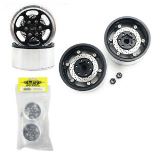 1.9 ALUMINUM CNC BXC 6 SPOKE BEADLOCK WHEEL W/ BRAKE ROTOR 2PCS BLACK #WL-0122BK