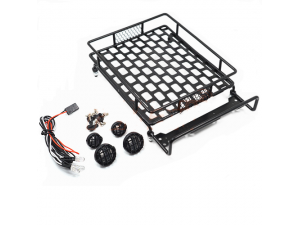 Roof Luggage Rack with LED Light Bar for 1/8, 1/10 RC Cars L*W*H=140*110*43mm(DTLR01006）